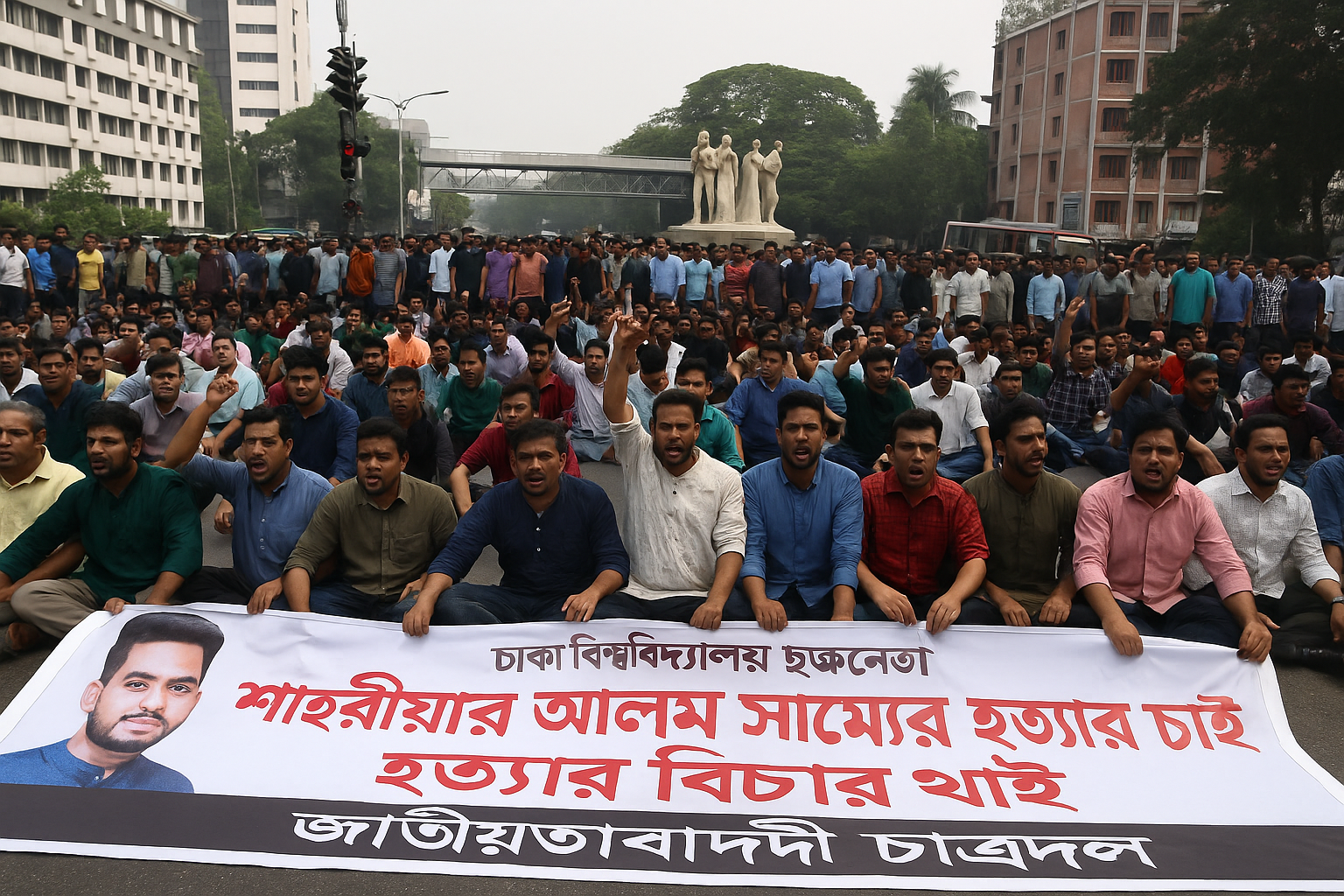 শাহরিয়ার সাম্য হত্যার বিচার দাবিতে ছাত্রদলের শাহবাগে উত্তাল অবস্থান